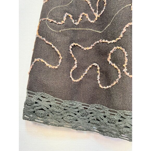 Vintage Baimijier Embroidered A-Line Skirt Size 7 Lace Hem Swirl Whimsical Goth - Picture 3 of 7